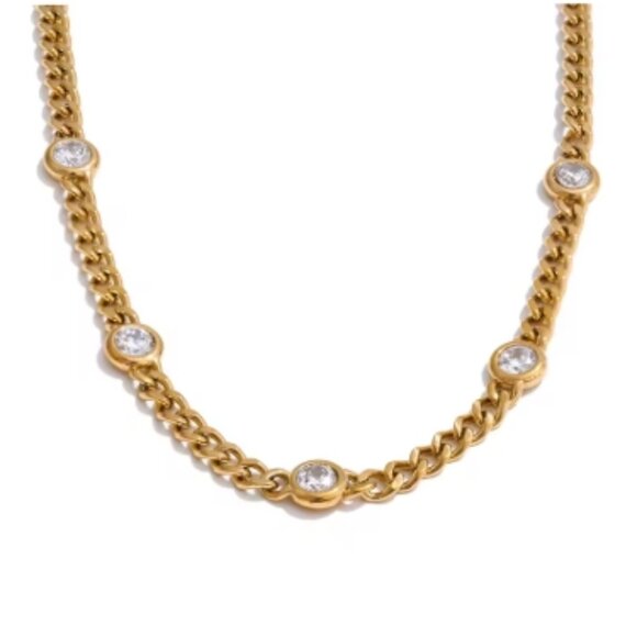 Necklace, Gold Chain, Women's Jewelry, Gold Jewelry CZ Chain - Picture 1 of 1